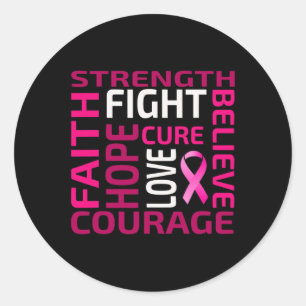 Sticker Rond Cool Nice Conscience du cancer du sein Ribon rose
