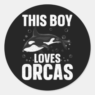 Sticker Rond Cool Orca Design Pour Garçons Enfants Hommes Mer O