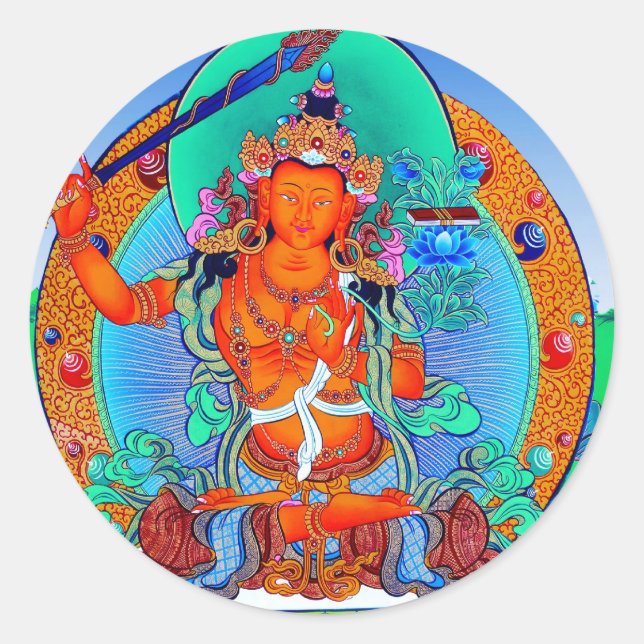 Sticker Rond Cool oriental tibetan thangka Godtattoo art (Devant)