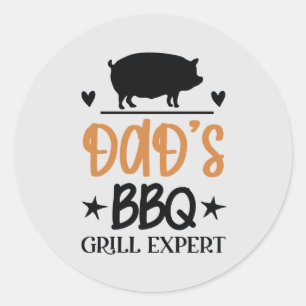 Sticker Rond Cool Papa's barbecue grill expert en art de la par