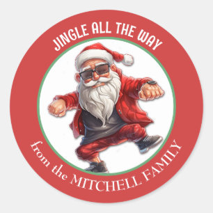 Sticker Rond Cool Père Noël Jingle All Way Holiday
