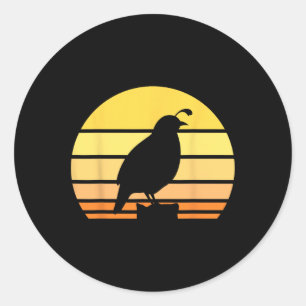 Sticker Rond Cool Quail Art Hommes Femmes Chasseur d'oiseaux Qu