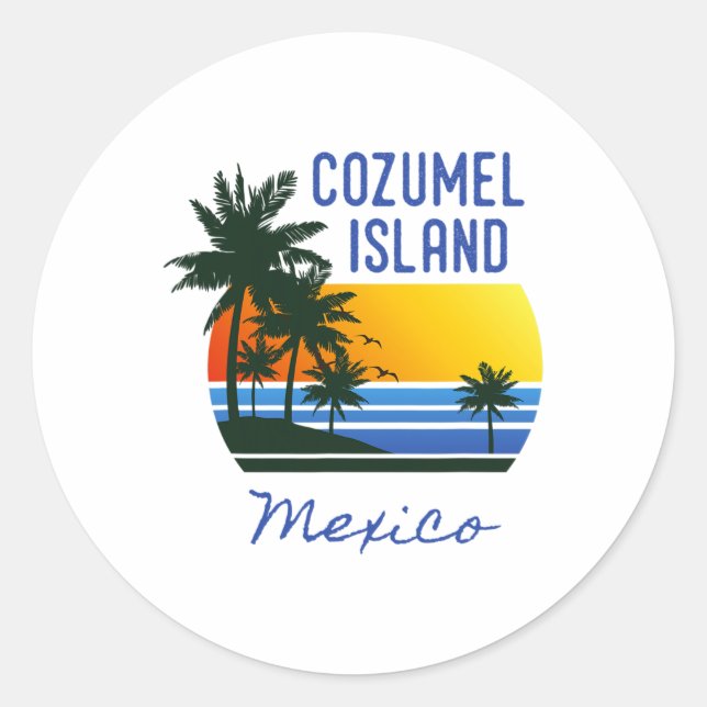Sticker Rond Cool rétro Cozumel Original Mexique Plages Femmes  (Devant)