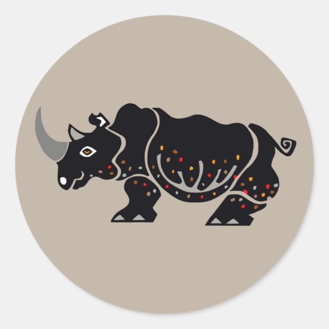 Sticker Rond Cool RHINOCEROS - Amoureux des animaux - Nature -  (Devant)