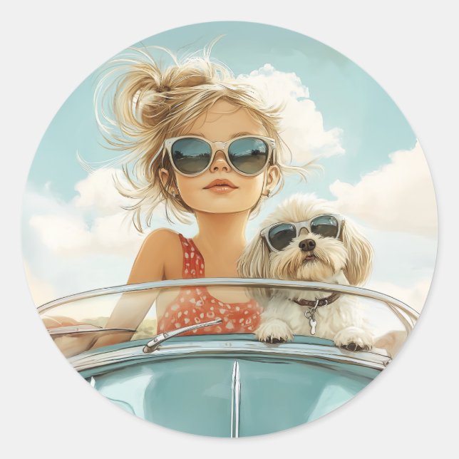 Sticker Rond Cool Ride avec meilleur ami (Devant)