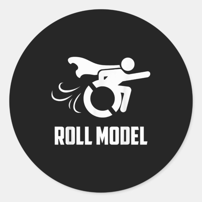 Sticker Rond Cool Roll Model _ Funny Handicapped Person Wheelch (Devant)