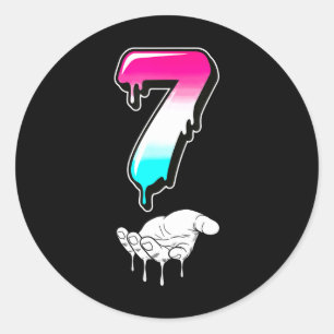 Sticker Rond Cool Six Seven 6 7 Mème Costume Slang Gen Alpha Ma