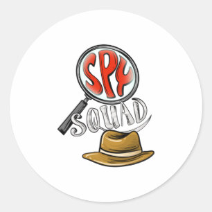 Sticker Rond Cool Spy Squad Kids Funny Secret Agent Group C