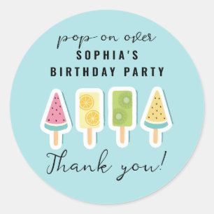 Sticker Rond Cool Summer Popsicle Anniversaire