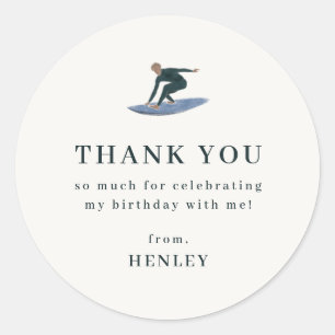 Sticker Rond Cool Surf Plage Thème Merci