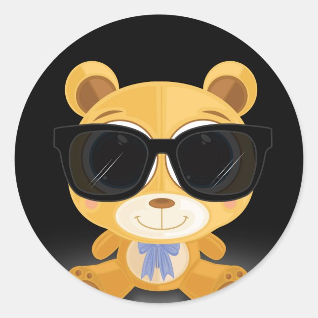 Sticker Rond Cool Teddy Bear (Devant)