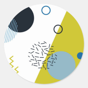 Sticker Rond Cool, tendance, moderne, vert Memphis