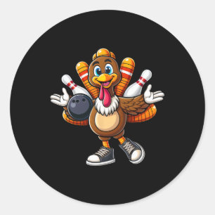 Sticker Rond Cool Thanksgiving Bowling Gobble Joueur Turquie Bo