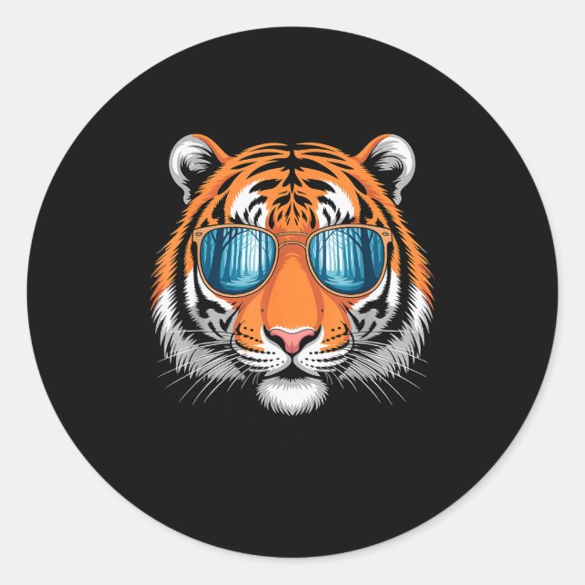 Sticker Rond Cool Tiger Costume For Men Women Kids Pattern Tige (Devant)