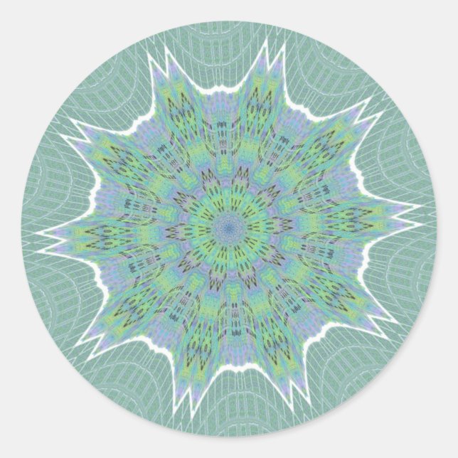 Sticker Rond Cool vert motif floral (Devant)