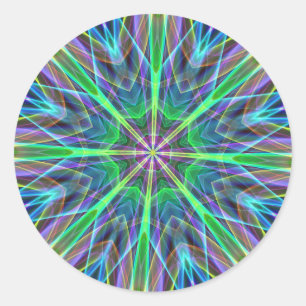 Sticker Rond Cool Vibrant Neon Pastel Aura Mandela