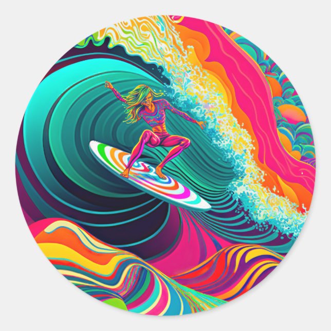 Sticker Rond Coolsurf Surf Girl - Surfgirl - Surfcamp Poster (Devant)