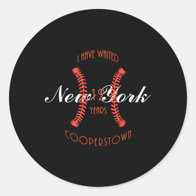 Sticker Rond Cooperstown New York Baseball 12 (Devant)