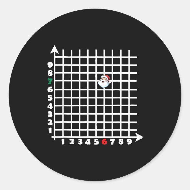 Sticker Rond Coordinate (6,7) Funny Math Teacher Christmas 67 M (Devant)