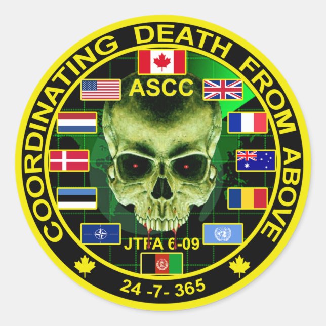 Sticker Rond Coordination de la mort depuis le haut (Devant)