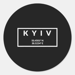 Sticker Rond Coordonnées de la capitale de l'Ukraine - Kyiv 1