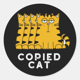 Sticker Rond Copié Chat Funny Animal Pun Dark BG
