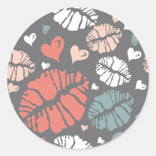 Sticker Rond Copie de baiser et motif de coeur