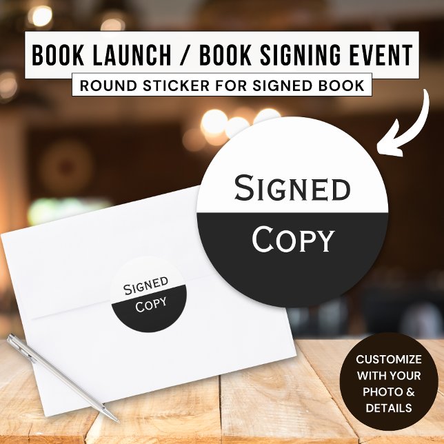 Sticker Rond Copie de livre signée par l'auteur Auteur Lancemen (Créateur téléchargé)