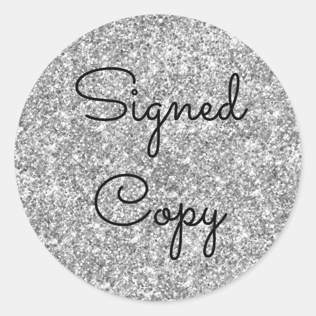 Sticker Rond Copie signée de la Parties scintillant d'argent (Devant)