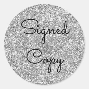 Sticker Rond Copie signée de la Parties scintillant d'argent