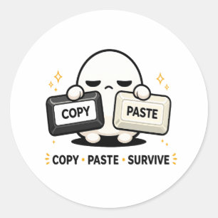 Sticker Rond Copier Coller Survivre - Drôle de technologie coda