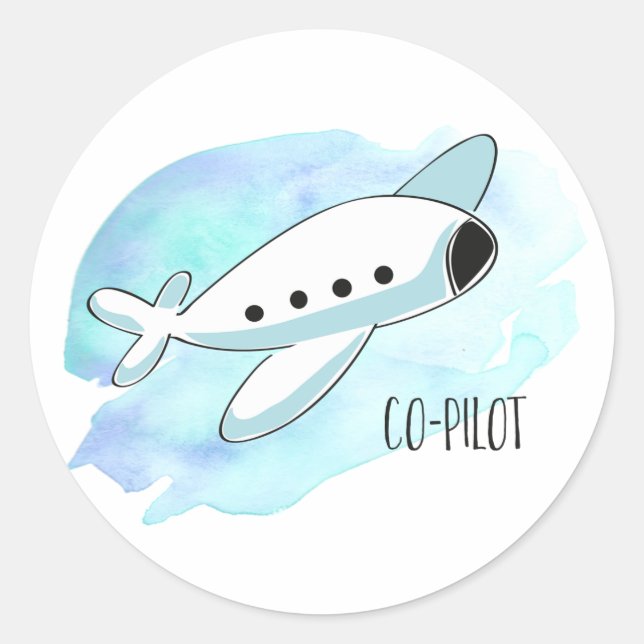 Sticker Rond Copilote avec avion (Devant)