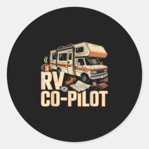 Sticker Rond Copilote de VR camping-car camping coucher de sole