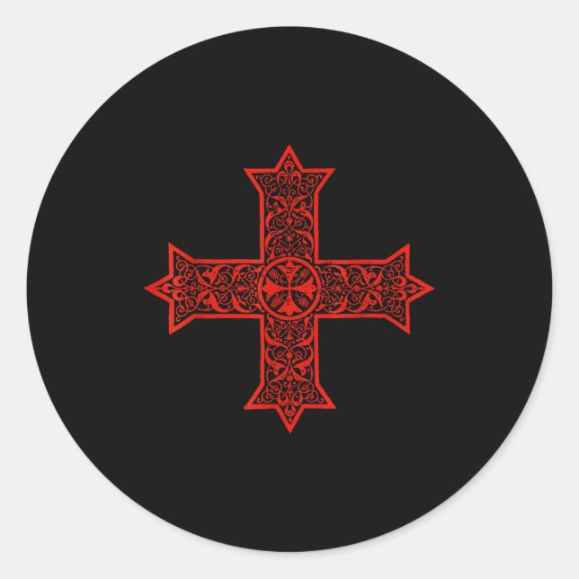 Sticker Rond Coptic Cross Coptic Orthodox Church Eastern Christ (Devant)