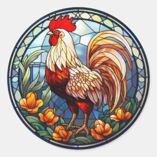 Sticker Rond Coq de poulet en verre doux
