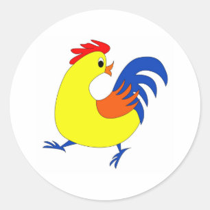 Sticker Rond Coq heureux