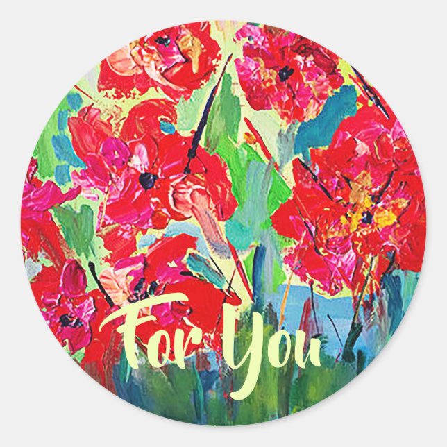 Sticker Rond Coquelicots pour vous (Devant)