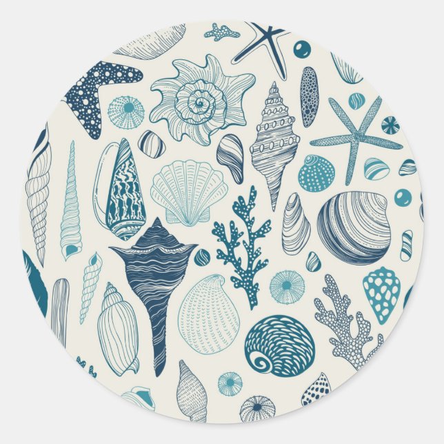 Sticker Rond Coques de mer sur le blanc (Devant)