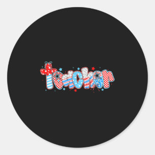 Sticker Rond Coquette American Flag Enseignant 4 juillet Patrio