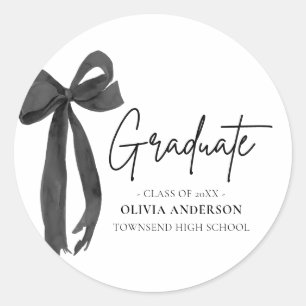 Sticker Rond Coquette Black Bow moderne Graduate Graduate