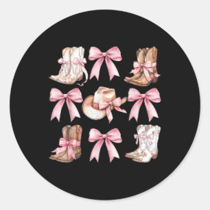 Sticker Rond Coquette Bottes De Femme Avec Vaches Roses Esthéti