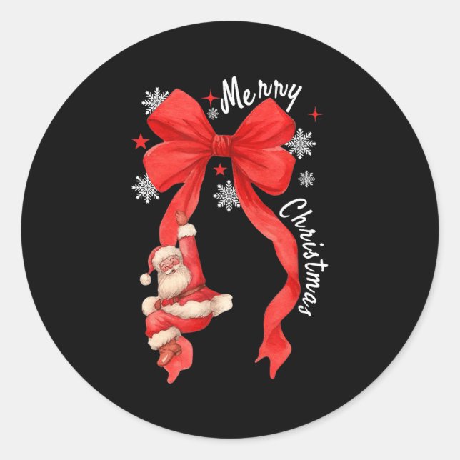 Sticker Rond Coquette Bow Christmas,santa Cute Funny Gift Men W (Devant)