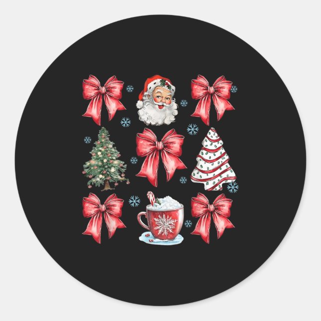 Sticker Rond Coquette Bow Cocoa Santa Christmas Xmas Tree Pajam (Devant)