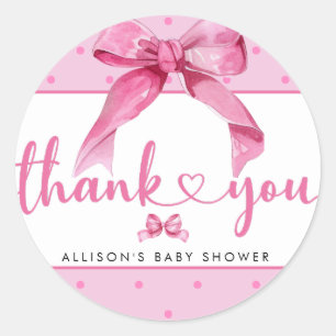 Sticker Rond Coquette Bow   Douche pour bébé rose
