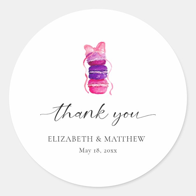 Sticker Rond Coquette Bow rose Élégant Mariage Macaron (Devant)