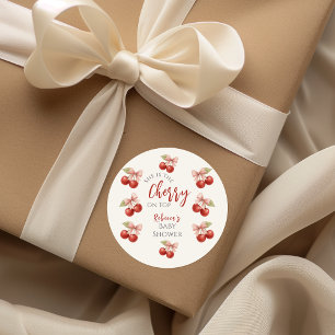 Sticker Rond Coquette Bow rouge cerise rose sur le Baby shower 