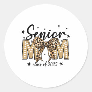 Sticker Rond Coquette Bow Senior Mom Cl Of 2025 Graduation Grad