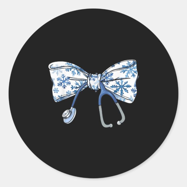 Sticker Rond Coquette Bow Stethoscope Infirmière Noël Noël Noël (Devant)