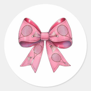 Sticker Rond Coquette Bow Volant de badminton Raquette rose Rub