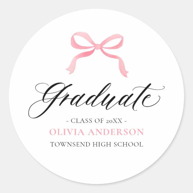 Sticker Rond Coquette de la botte rose moderne Graduate Graduat (Devant)